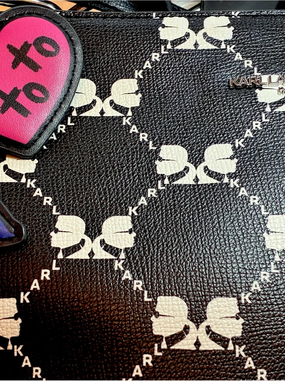 Karl Lagerfeld Black Tote with White Logo Pattern - Picture 4 of 15